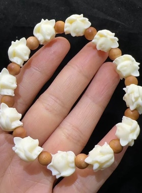 象牙果九尾狐手链搭配檀香木隔珠文玩手链