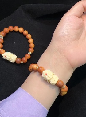 10MM高油崖柏搭配檀香象牙果度母通孔配件百搭项链长款简约文玩