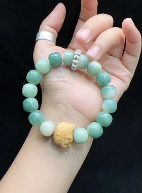 10*11MM阴皮菩提根檀香木Kitty头星月菩提跑环手链手串