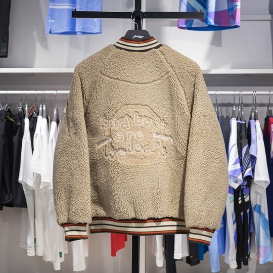 李宁正品新款冬季男子反伍系列针织保暖运动舒适棒球服AFMT017-1