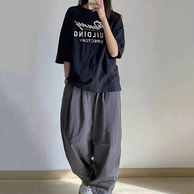ແອວສູງ unisex ແບບຍີ່ປຸ່ນກາງເກງຂາກວ້າງຜ້າຝ້າຍບໍລິສຸດ