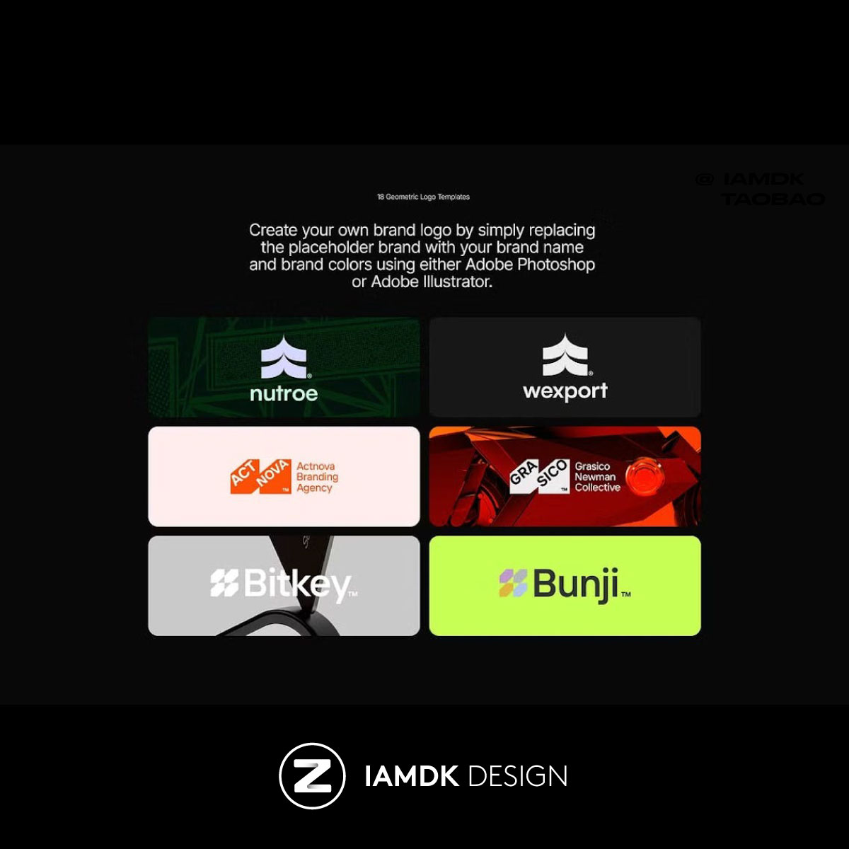 18款时尚品牌公司企业徽标标识标志几何LOGO设计PSAI格式模板素材 - 图3