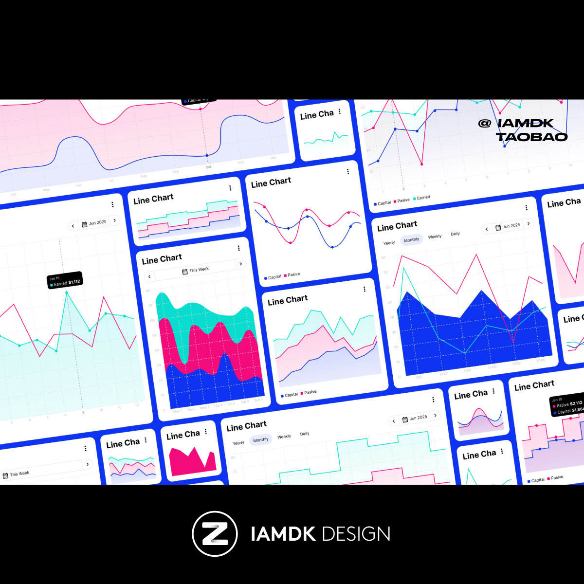 风格化Dashboard后台大数据统计分析可视化信息图表设计Figma模板 - 图2