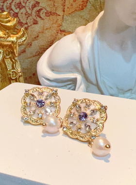 lovestory shop 淡水珍珠925银针耳钉耳坠百搭警示法式白色简约女