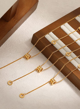 钛钢项链 不掉色韩式风轻奢流苏环环小蛮腰时尚简约锁骨链XL305