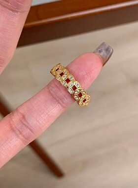 钛钢戒指 中古爆闪钱币指环时尚复古精致小众高级感戒指女JZ090