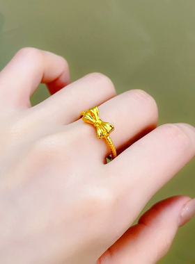 钛钢戒指 清新甜美高级感在逃公主蝴蝶结戒指活口开口戒指JZ081