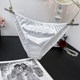 European and American large size women's underwear, light and breathable, colorful silver edge, flash diamond, medium and low waist, hip-covering cotton briefs, women's light luxury