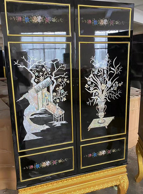 法式中古风螺钿贴纸酒店橱柜立柜