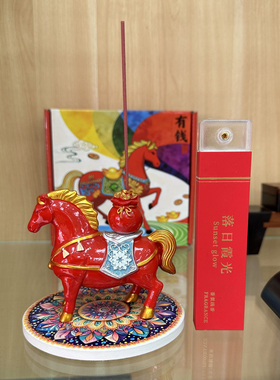 马上有钱香插套装大号马上有钱香插波西米亚风托盘一盒香