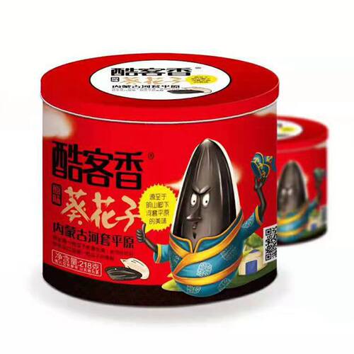内蒙古酷客香瓜子礼盒装218克X6罐葵花籽原味葵瓜子休闲炒货 - 图1