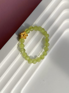 石榴石蜜蜡朱砂葡萄石橄榄石水晶南红贝壳老鱼骨貔貅弹力绳戒指