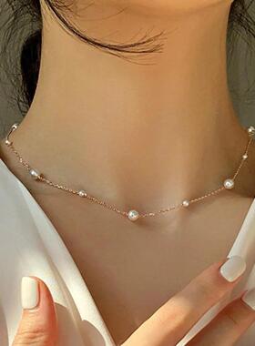 pearl necklace women跨境款覆古珍珠锁骨炼气质珍珠choker项炼