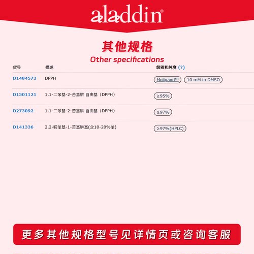 阿拉丁试剂 DPPH 1,1-二苯基-2-苦基肼 自由基 抗氧化检测 实验 - 图2