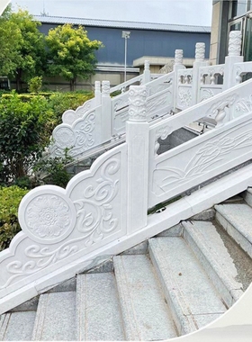 石雕栏板汉白玉旗杆栏板花岗岩河道天然石材护栏园林别墅围栏寺庙