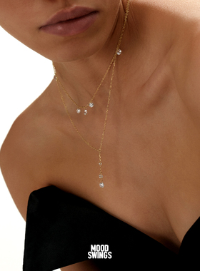 MS情绪波动925银多层钻锁骨链INS