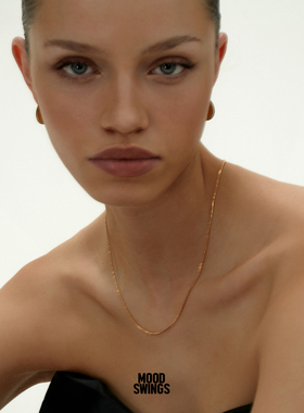 情绪波动925纯银金色蛇骨链项链