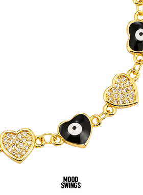 情绪波动INS镀金心型滴油手链