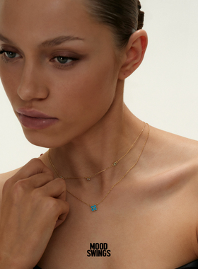 情绪波动925银镀金锆石锁骨链