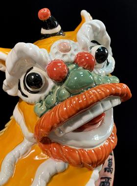 醒狮舞狮陶瓷摆件开业乔迁送礼