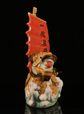 陶瓷祝福中式客厅一帆风顺摆件