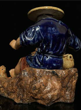 陶瓷渔翁电视柜姜太公钓鱼假山