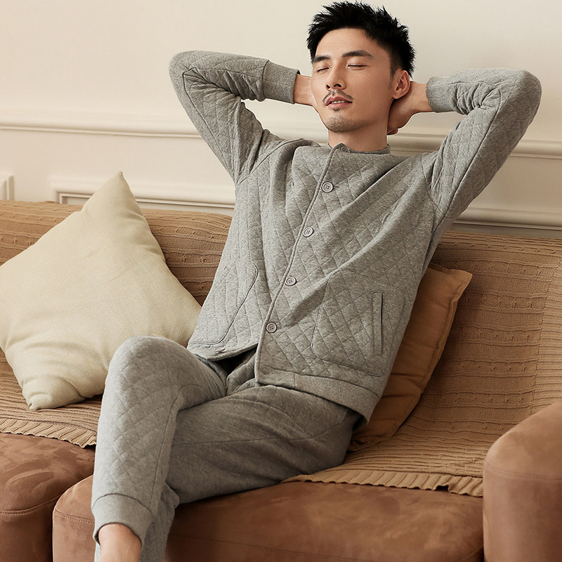 康妮雅立领三层加厚保暖居家厚睡衣 康妮雅睡衣/家居服套装