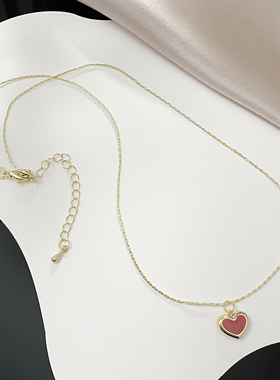 日韩ins网红同款红色爱心项链