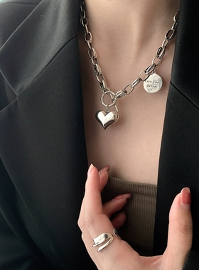 甜酷辣妹爱心项链女小众设计感