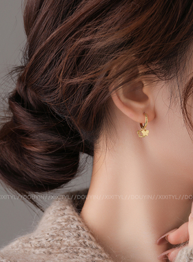金色蝴蝶耳环铜合金耳钉