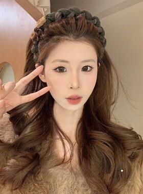 小熊蝴蝶结高颅顶齿梳发箍女款温柔气质清甜可爱压发发卡头箍头饰
