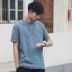 Raul Summer Nhật Bản cho nam Áo thun dài tay màu đơn sắc lỏng lẻo Áo thun nam giản dị thương hiệu áo thun ngắn tay - Áo phông ngắn áo thun nam big size Áo phông ngắn