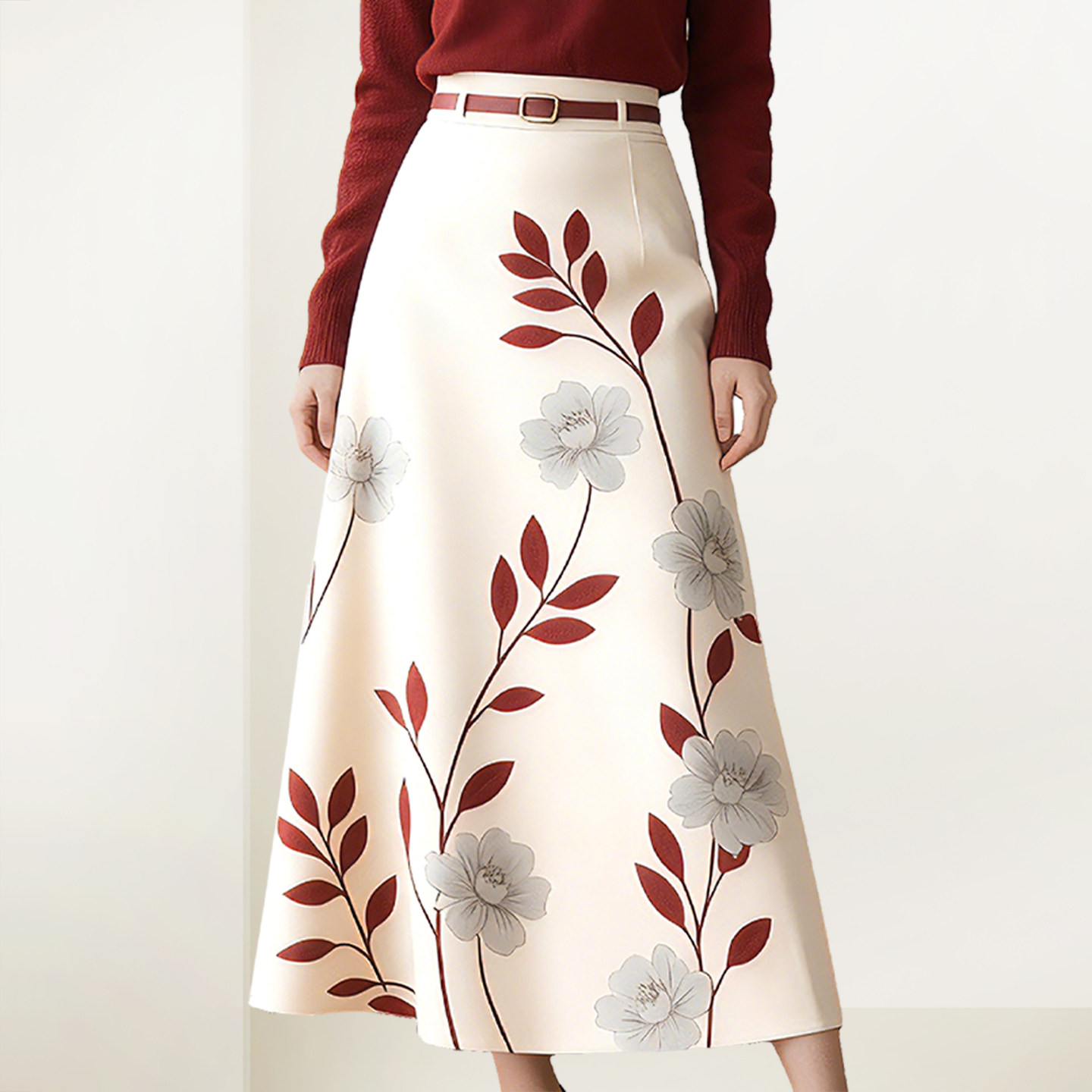 QOOEL高级感气质套装2025秋冬新款通勤针织上衣印花半身裙两件套,淘宝优惠券,粉丝福利购,淘宝优惠卷