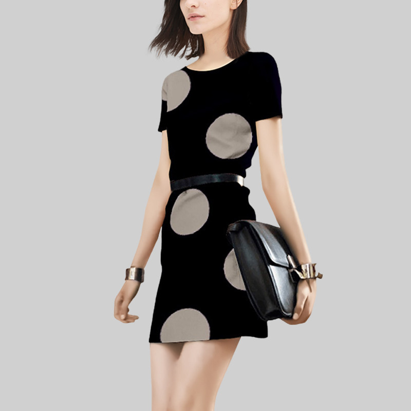 潮流设计感连衣裙时尚印花裙子女夏季新款短袖修身显瘦气质一步裙,淘宝优惠券,粉丝福利购,淘宝优惠卷