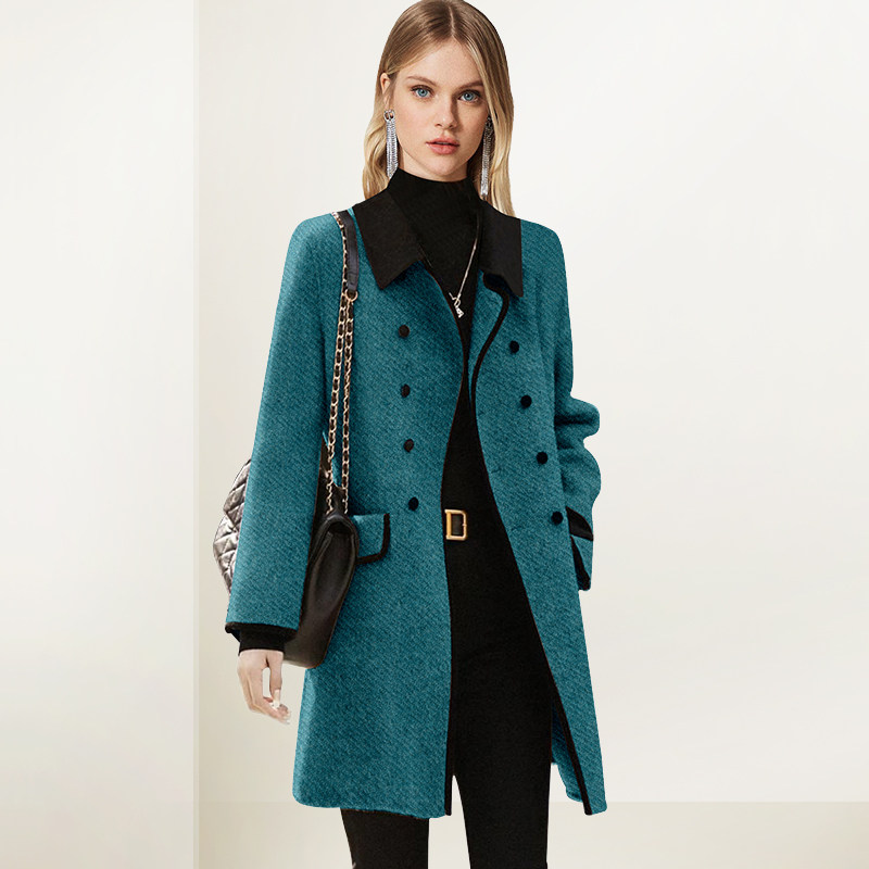 法式翻领呢子大衣女2025年冬装新款韩版中长款宽松百搭毛呢外套潮,淘宝优惠券,粉丝福利购,淘宝优惠卷