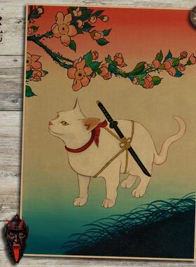 浮世绘海报复古文艺风牛皮纸壁画