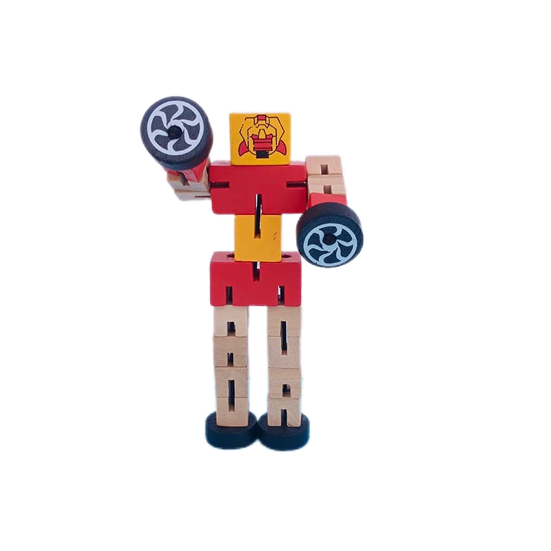 幼儿园3-6岁儿童生日礼物百变积木机器人 小朋友益智玩具摆件木制