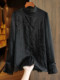 New Chinese style silk splicing lace shirt for women 2025 summer new black stand-up collar western style long-sleeved top