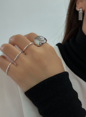 ins风大光面镜面小众时尚戒指