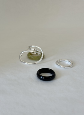 绕线设计戒指原石戒指清冷感韩系套装 ins小众设计时尚简约