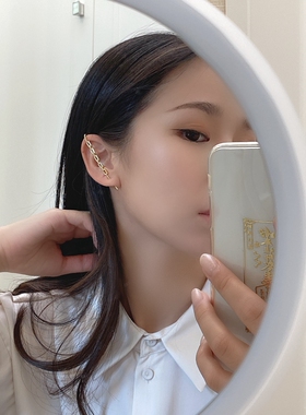 INNOSENSE镀金镶钻笔形耳针耳挂帅气中性高级感精灵耳气质耳环