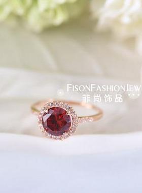 奢华群镶大圆钻镀金钻戒三克拉求婚戒指镶嵌鸽子蛋锆石女婚礼指环