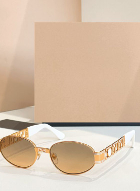 复古风金属椭圆遮阳太阳镜男女款