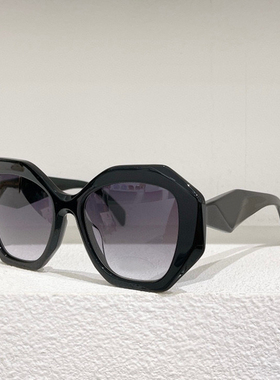欧美板材多边形太阳眼镜女16W时尚墨镜男防紫外线黑白配近视