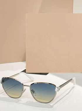 金属猫眼遮阳太阳镜男女款显脸小