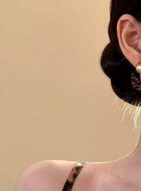 复古特调~复古美拉德风豹纹耳环小众设计摩登时髦独特漂亮耳饰