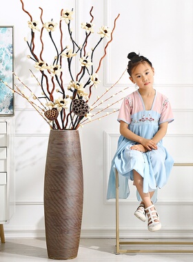 落地花瓶复古干花家居轻奢摆件客厅电视柜玄关入户高装饰品插花大