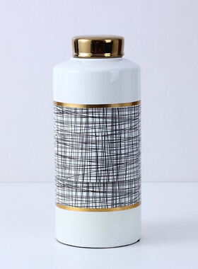 北欧轻奢简约直身陶瓷花瓶干花花插家居客厅玄关摆件装饰罐储物罐