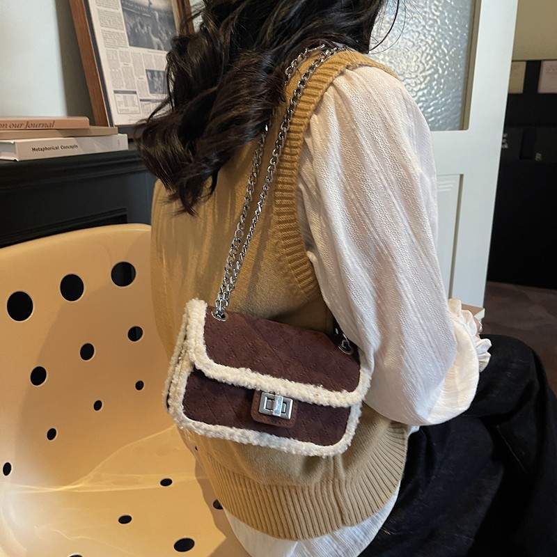2025秋冬新款潮洋气毛绒迷你菱格链条包单肩斜挎包女包休闲小方包,淘宝优惠券,粉丝福利购,淘宝优惠卷
