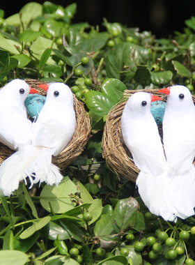 仿真婚庆商场鸟窝绿植森系和平鸽